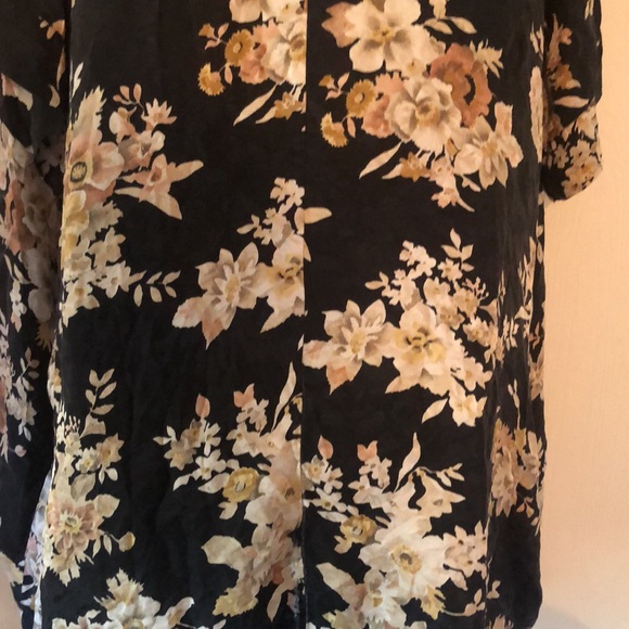 Woman’s VTG fall blue floral silk by August silk kimono cardigan - Picture 11 of 16